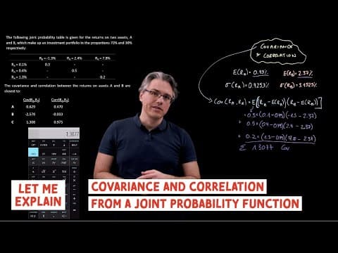 Covariance and correlation from a joint probability function (for the CFA Level 1 returns) thumbnail