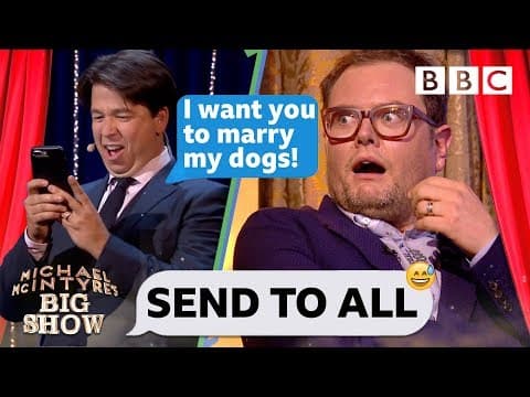 Michael McIntyre’s hilarious dog wedding text prank on chatty man Alan Carr 💒 🐩🐕 😂 - Send To All thumbnail