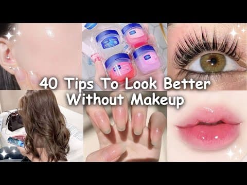 40 Tips to look better WITHOUT Makeup *naturally* thumbnail