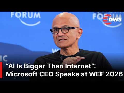 FULL DISCUSSION: Microsoft CEO Nadella Tells WEF AI Will Transform Economy More Than Internet | AI1E thumbnail