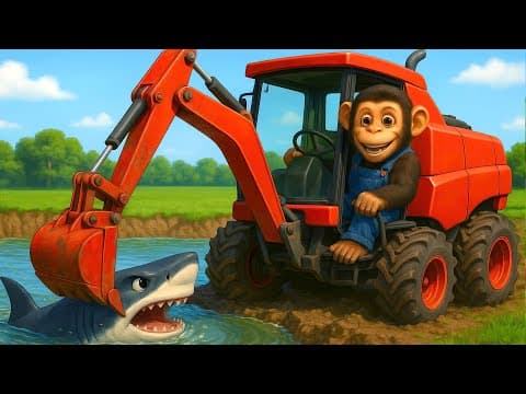 Wheel Theft Incident, Smart Monkey Farmer Gets Back Wheel At Shark Lake - Farm Work | Cobby Farm thumbnail