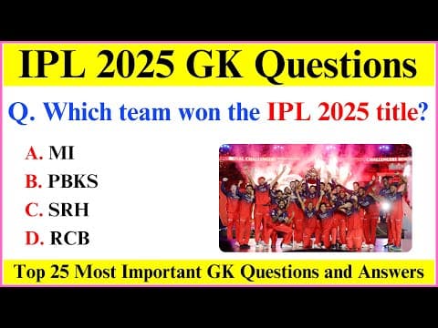IPL 2025 Current Affairs | Sports Current Affairs 2025 | IPL Current Affairs 2025 | Mcq Mastery thumbnail
