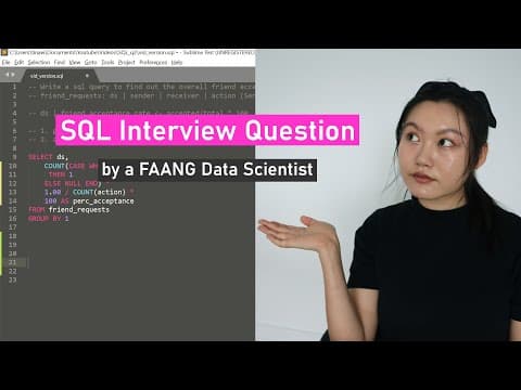 Real Data Science SQL Interview Questions and Answers # 2 | Data Science Interview Questions thumbnail