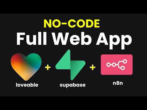 I Built a FULL Web App with n8n, Lovable & Supabase (NO CODE!) thumbnail