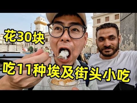 花30块吃11种埃及街头小吃，大街上被车怼，连小孩都来坑我！ thumbnail