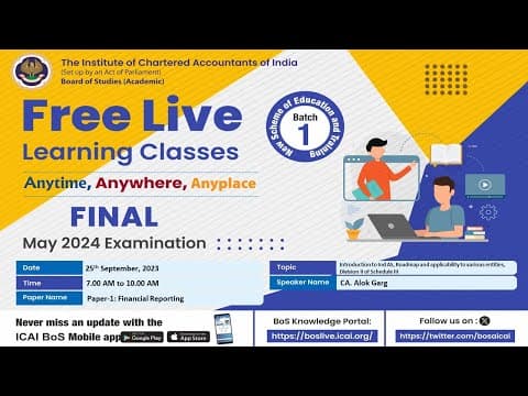 Final Paper 1: FR | Topic: Intro. to Ind AS, Roadmap and applicability...| Session 1 | 25 Sep, 2023 thumbnail