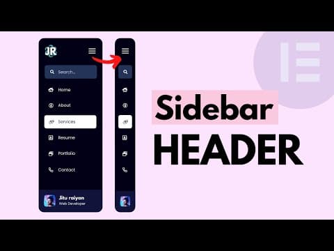 Elementor Vertical Header with Sidebar Navigation Menu in WordPress | Elementor Side Vertical Menu thumbnail