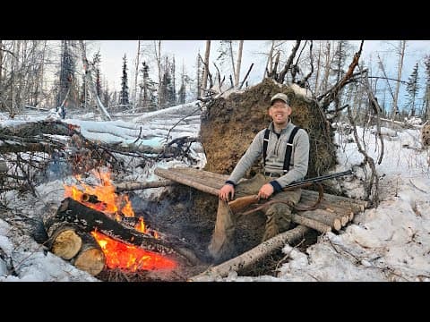 No tent, No sleeping bag - Extreme Winter Survival Camping (0F/-18C) thumbnail