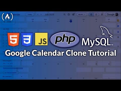 Google Calendar Clone Tutorial – PHP, MySQL, JavaScript, HTML, and CSS thumbnail