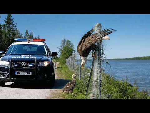 Baby Eagle Begs for Help to Save Her Mom- Rescuing a Mother Bald Eagle Caught on a Fence! thumbnail