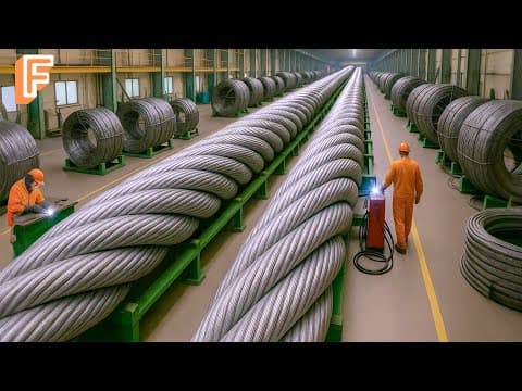 How Giant Steel Cables Are Made In Massive Production Line | Over 10,000 Feet In Length thumbnail
