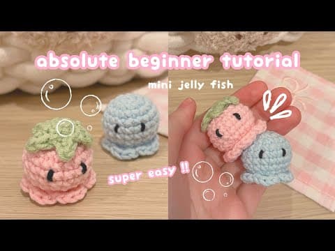 crochet jellyfish octopus absolute beginner tutorial | how to crochet for beginner,easy crochet idea thumbnail
