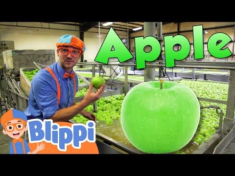 Learning Healthy Eating For Kids With Blippi At The Apple Factory  | Educational Videos For Toddlers thumbnail