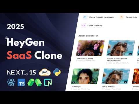 Build a HeyGen Clone: Next.js, AWS, Python, Tailwind, BetterAuth, React, Modal, Neon, Polar (2025) thumbnail