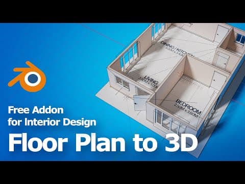 Blender Architecture Addon Tutorial, Interior Design Floor Plan to 3D thumbnail