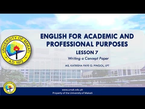 Lesson 7: Writing a Concept Paper | EAPP thumbnail