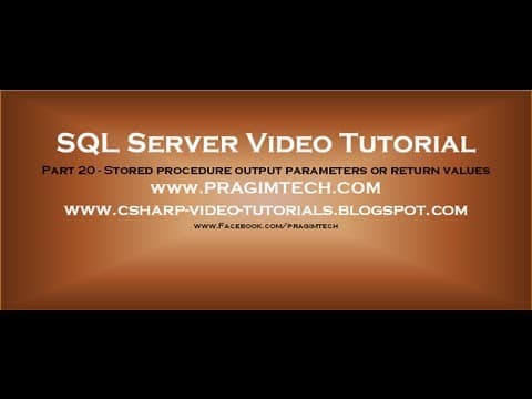 Stored procedure output parameters or return values Part 20 thumbnail