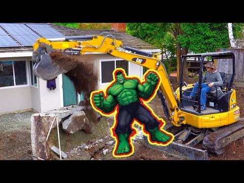 Total Demolition of 1970 Backyard Patio with Caterpillar Excavator thumbnail