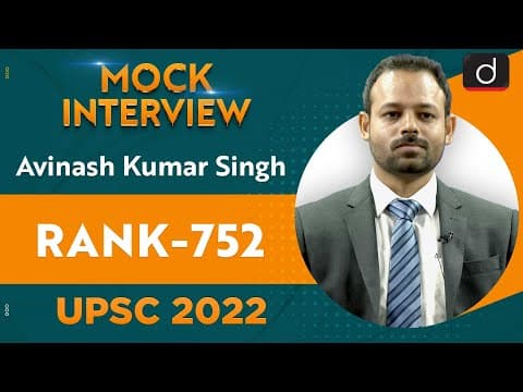 Avinash Kumar Singh, Rank-752 | UPSC CSE 2022 | English Medium | Mock Interview thumbnail