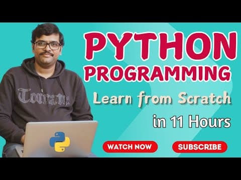 PYTHON TUTORIAL FOR BEGINNERS IN 11 HOURS (in ENGLISH) || BASIC PYTHON PROGRAMMING || DATA SCIENCE thumbnail
