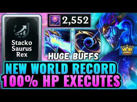 New World Record: Stackosaurus Aurelion Sol - 100% Max HP Executes | League Arena Gameplay thumbnail