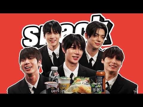 K-Pop Stars Tomorrow X Together Try British Snacks For The First Time | Snack Wars thumbnail