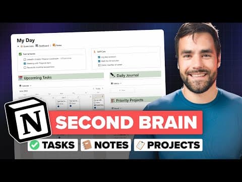 The ULTIMATE Second Brain Setup in Notion thumbnail