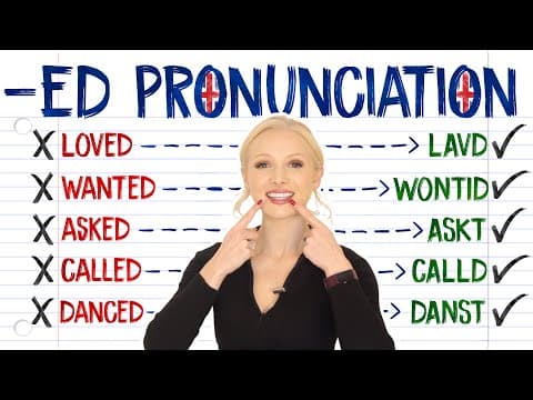 -ED pronunciation - /t/ /d/ or /id/? (pronounce PERFECTLY every time!) (+ Free PDF & Quiz) thumbnail