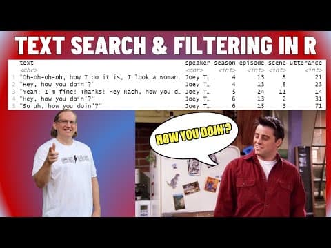 How to Search & Filter Text in R (with the Friends transcript) thumbnail