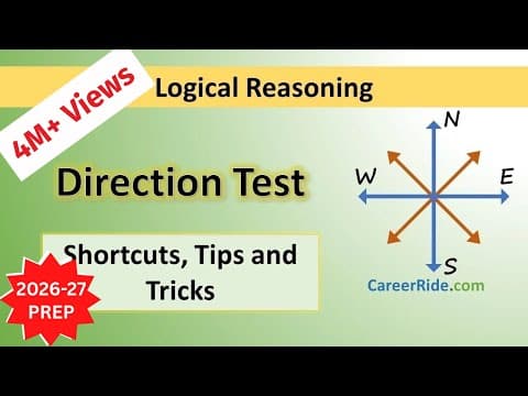 Direction Sense Test - Tricks & Shortcuts for 2026 - 2027 Placement tests, Job Interviews & Exams thumbnail
