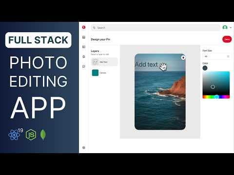 React Node.js MongoDB Full-Stack Pinterest App Tutorial | JWT Auth Cookie & Rest API & Photo Editing thumbnail