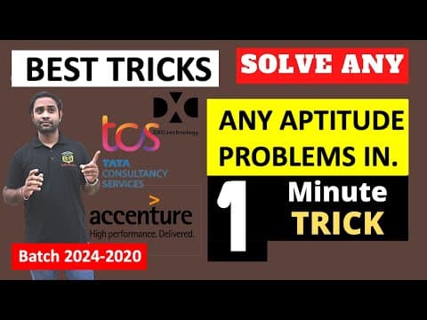 Aptitude Questions for TCS,DXC & Accenture | Solve in 30Seconds | Best Tricks thumbnail