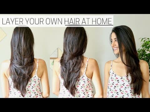 HOW I CUT & LAYER MY HAIR AT HOME » diy long layers haircut thumbnail
