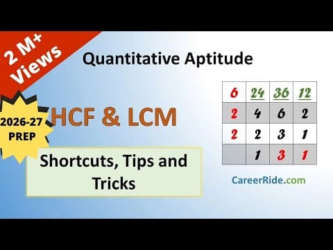 HCF and LCM - Shortcuts & Tricks for 2026 - 2027 Placement Tests, Job Interviews & Exams thumbnail