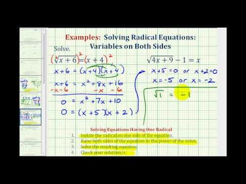Ex 4:  Solve Radical Equations - Square Roots thumbnail
