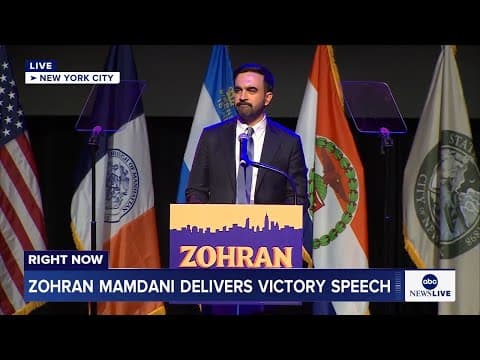 LIVE: Zohran Mamdani delivers victory speech in New York City thumbnail