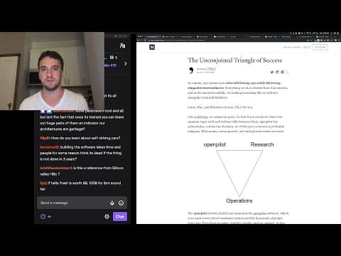 comma ai | George Hotz | self driving car discussion | Just Chatting | https://comma.ai/jobs thumbnail