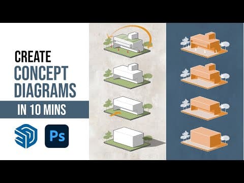 Architectural Concept Diagrams | FAST & EASY | Sketchup + Photoshop thumbnail