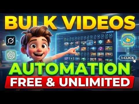 Create Unlimited AI Videos in Bulk (One Click) | Consistent Characters & FREE Automation (2026) thumbnail