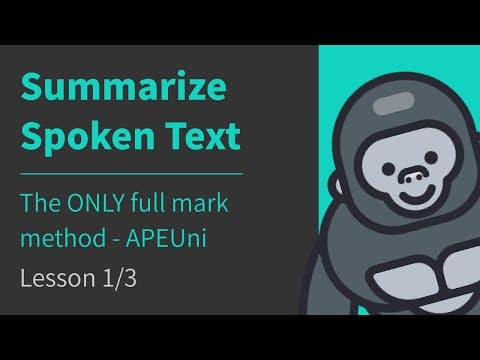 1/3 Summarize Spoken Text | the Only Full Mark Method | SST Tips | PTE Listening | APEUni thumbnail