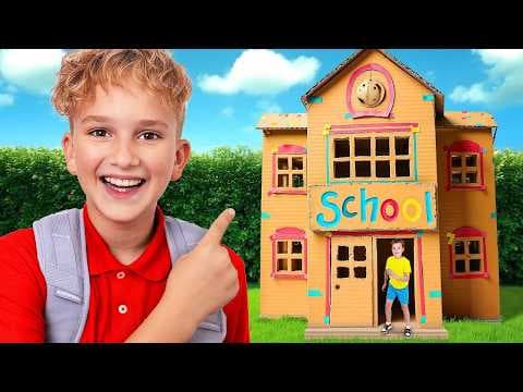 24 hours in Cardboard SCHOOL! thumbnail