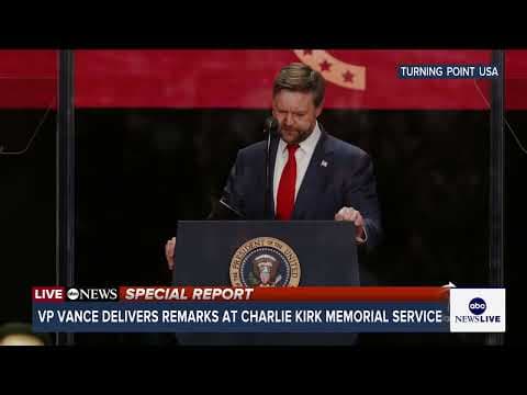 Vice President JD Vance speaks at Charlie Kirk memorial service thumbnail