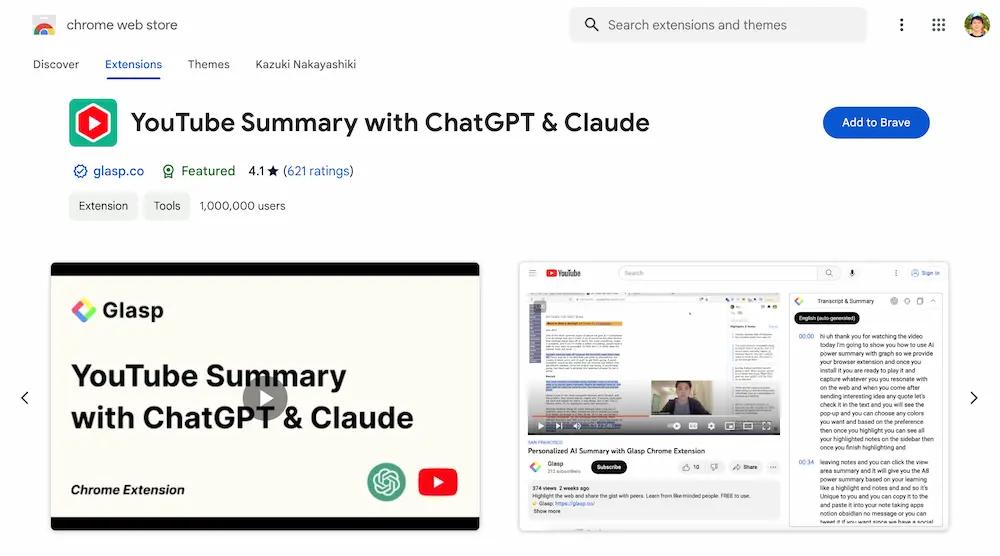 Install YouTube Summary with ChatGPT & Claude