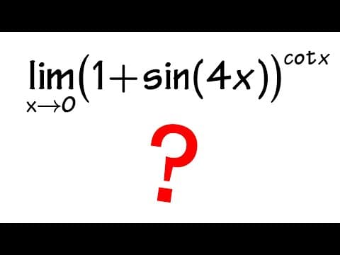 Limit of (1+sin(4x))^(cot(x)) as x goes to 0+, L'Hospital's Rule thumbnail