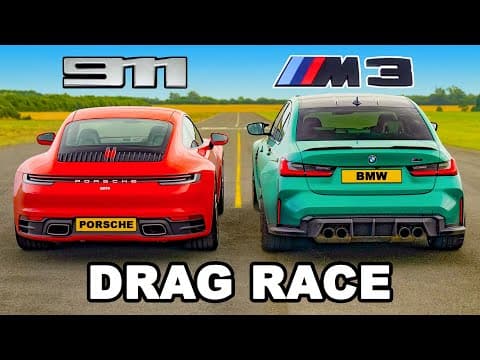 BMW M3 v Porsche 911: DRAG RACE thumbnail