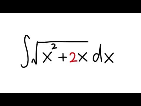 integral of sqrt(x^2+2x), trig substitution, calculus 2 tutorial. thumbnail