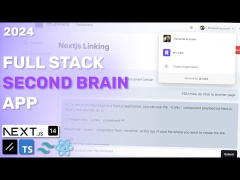 Build a Second Brain App including AI Vector Search (Next.js, Shadcn, Typescript, Convex, Clerk) thumbnail