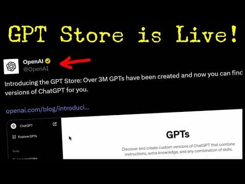 🔥OpenAI Launches GPT Store 🔥This is NOT a DRILL! thumbnail