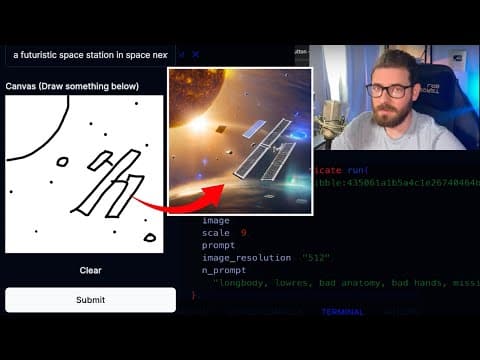 My Favorite AI Tutorial Yet: Generate Images from Scribbles (Next.js, Tailwind, Convex, Replicate) thumbnail