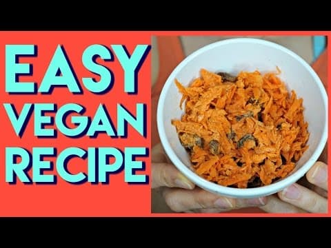 EASY VEGAN RECIPE: 5 INGREDIENT CARROT RAISIN SALAD 🍴🌱 thumbnail